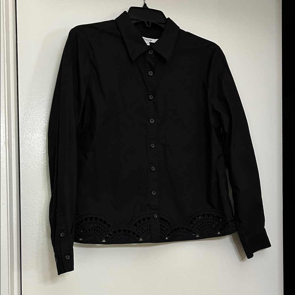 Chico's Black Button-Front Collar Blouse